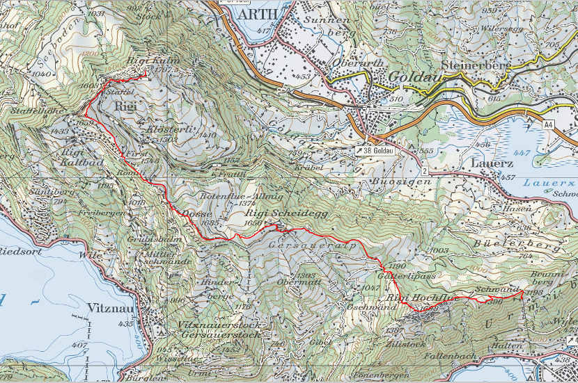 Landkarte Brunnen Rigi Kulm