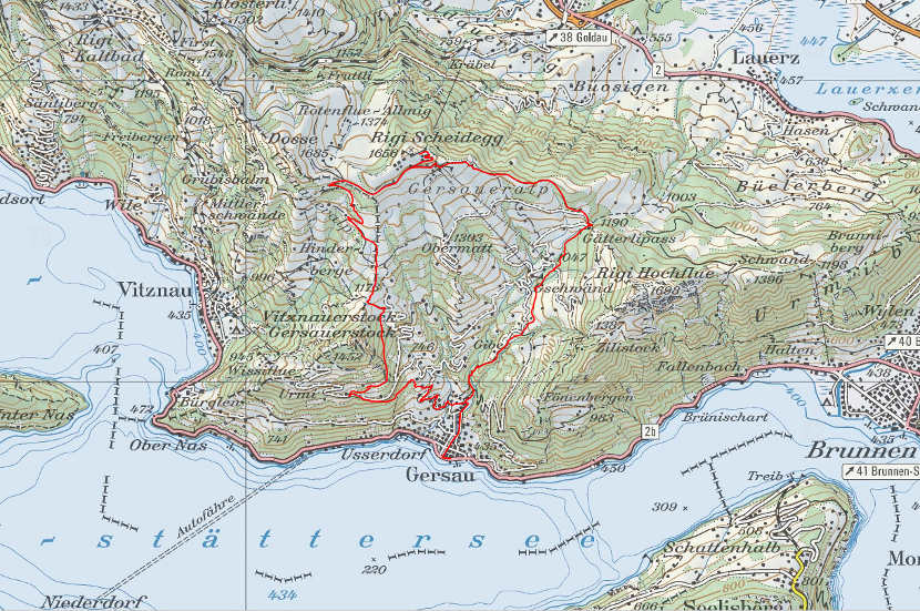 Landkarte Gersau Scheidegg