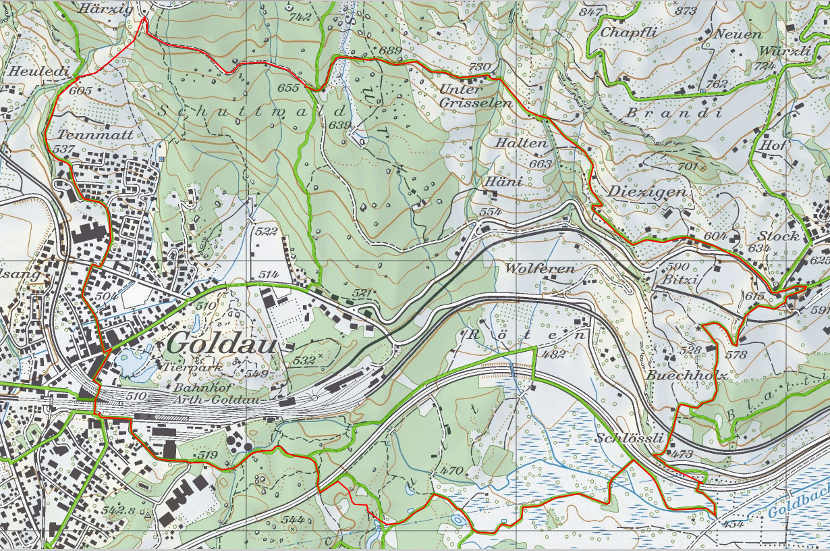 Landkarte Goldau Grisselen