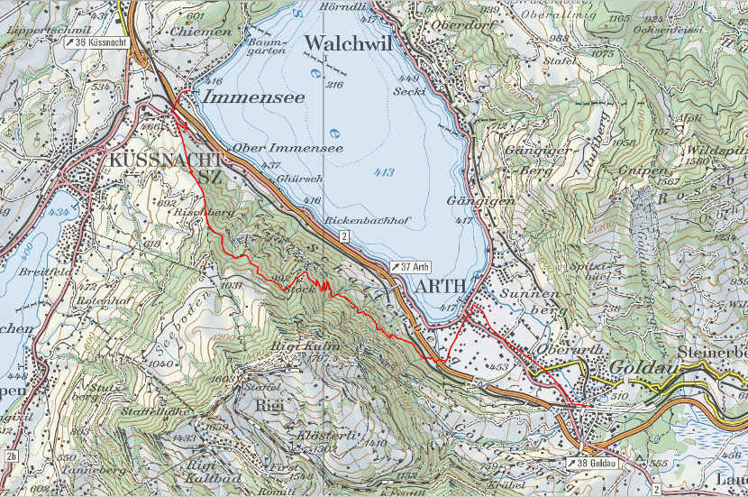 Landkarte Goldau Rigi Immensee
