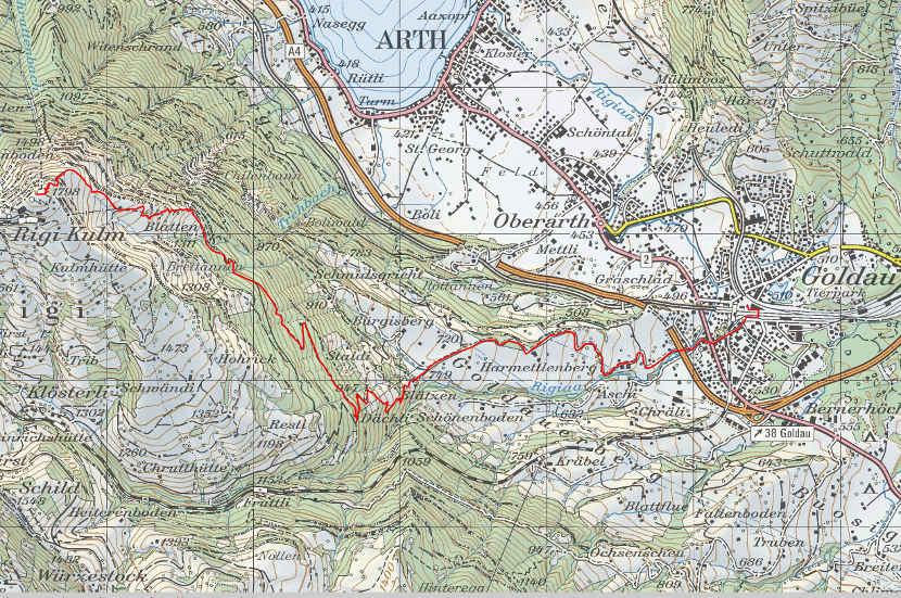Landkarte Goldau Rigi Kulm