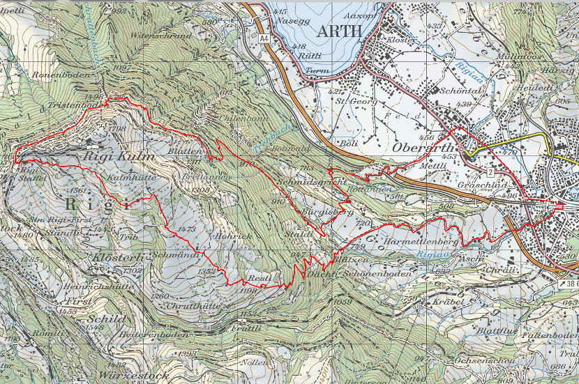Landkarte Goldau Rigi Kulm
