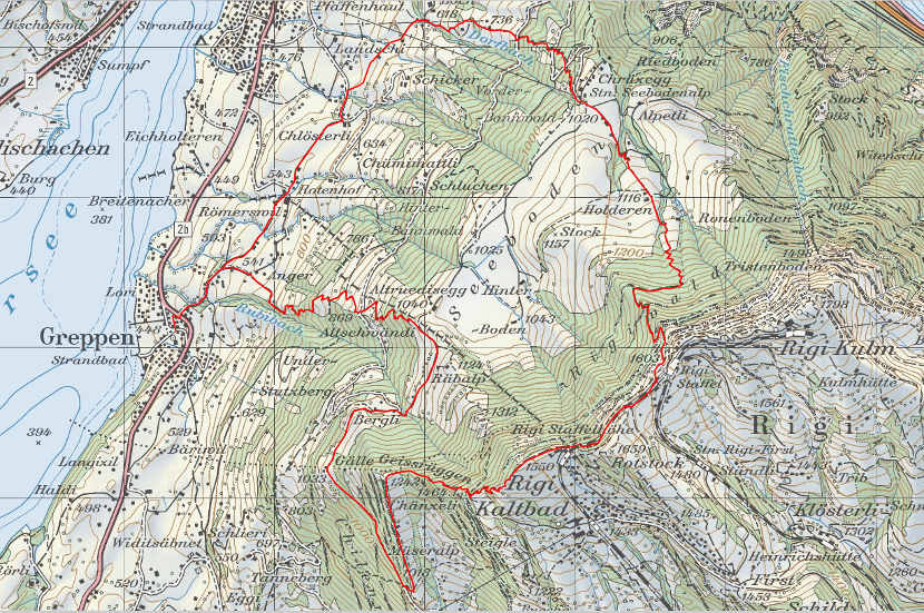 Landkarte Greppen Rigi Staffel