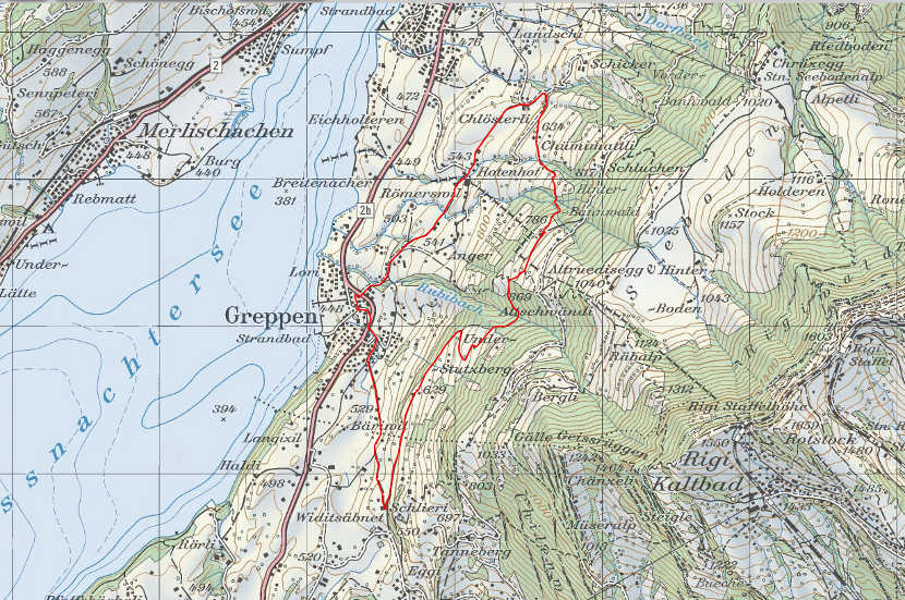 Landkarte Greppen Stutzberg