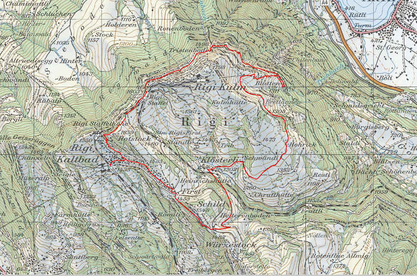 Landkarte Kaltbad Rigi Kulm